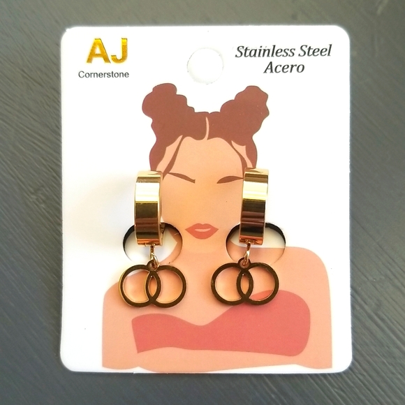 3 for $15 Stainless Steel Small Hoop Earrings - Picture 1 of 3